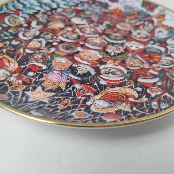 Decorative Holiday Cat Plate SANTA CLAWS by Bill Bell Porcelain Franklin Mint - Picture 3 of 10